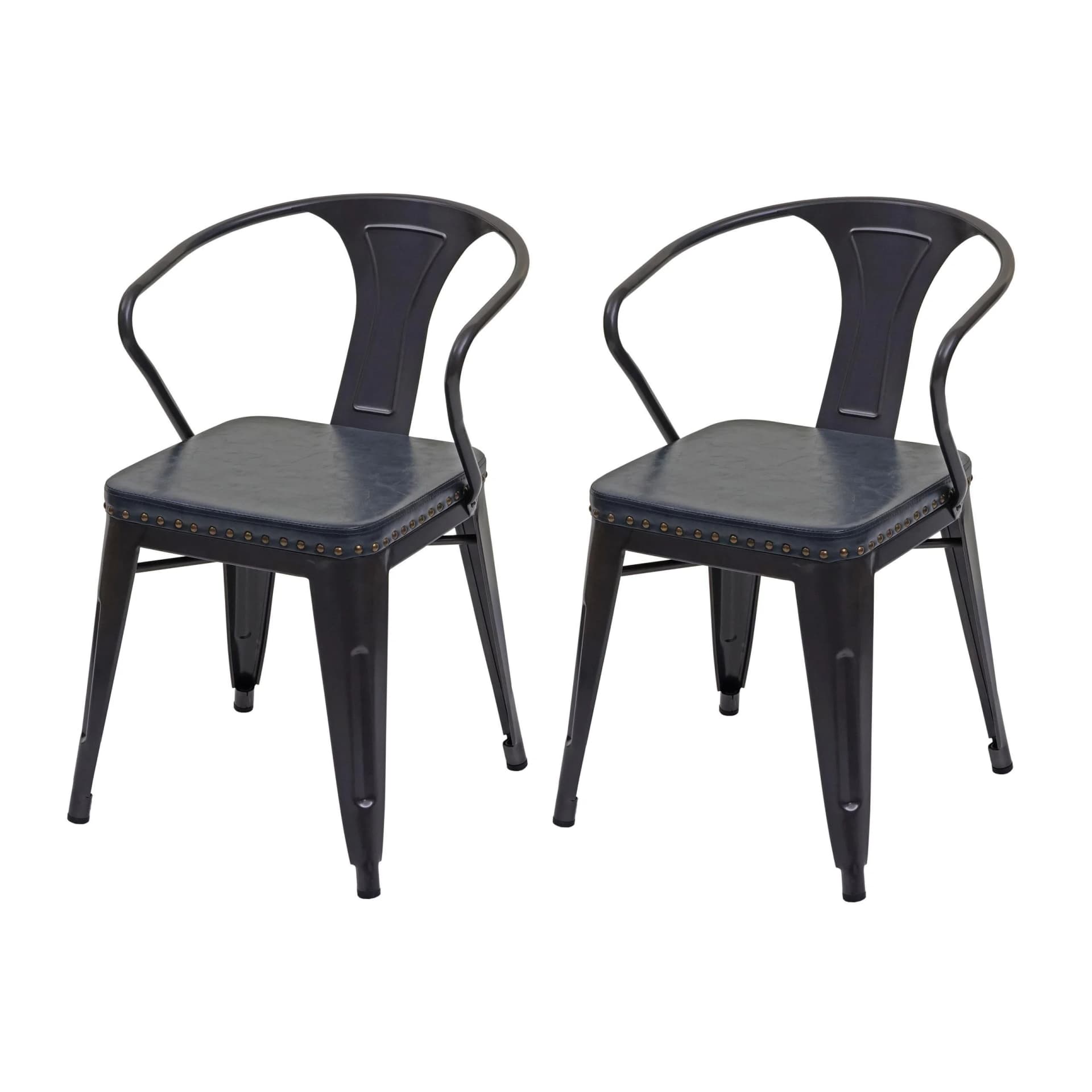 2er-Set Esszimmerstuhl MCW-H10d Chesterfield Metall Kunstleder Schwarz-Grau - Bild 2