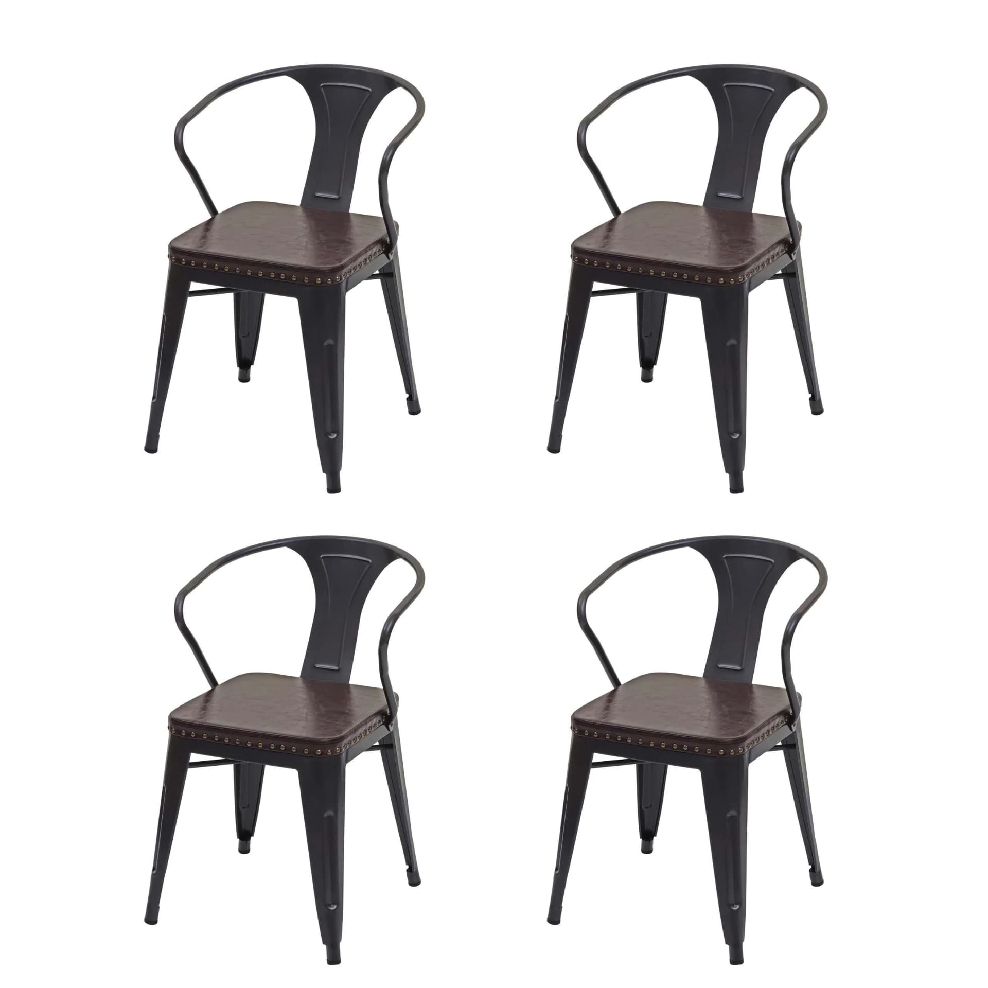 4er-Set Esszimmerstuhl MCW-H10d Chesterfield Metall Kunstleder Schwarz-Braun - Bild 2