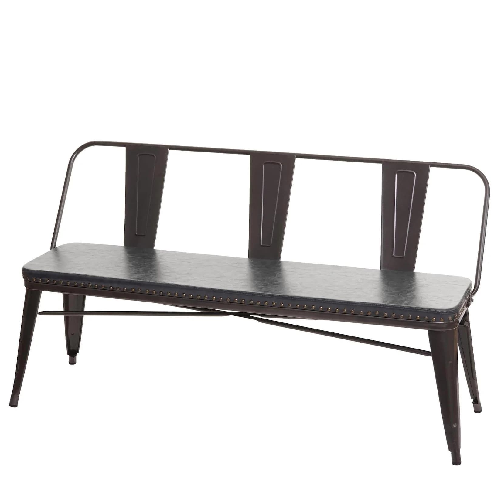 3er Sitzbank MCW-H10 Schwarz-Grau Kunstleder Chesterfield Industrial