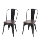 2er-Set Esszimmerstuhl MCW-H10e Schwarz-Braun Kunstleder Metall Industrial Bild 1