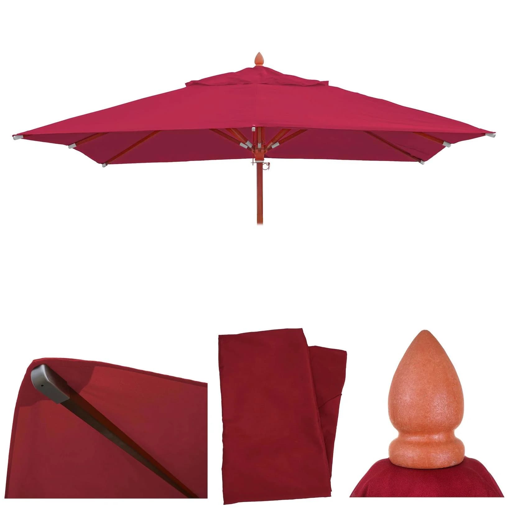 MCW Ersatz-Bezug Gastronomie Holz-Sonnenschirm 3x3m Bordeaux Polyester