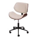 MCW-G25 Bürostuhl Drehstuhl Walnuss-Optik Retro höhenverstellbar creme Bild 2