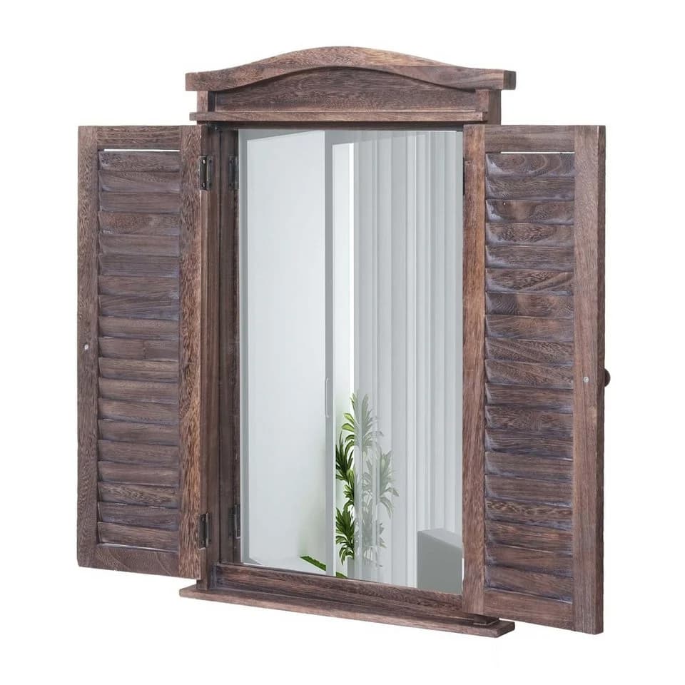 MCW Wandspiegel Badspiegel mit Fensterläden Shabby Braun - Bild 3