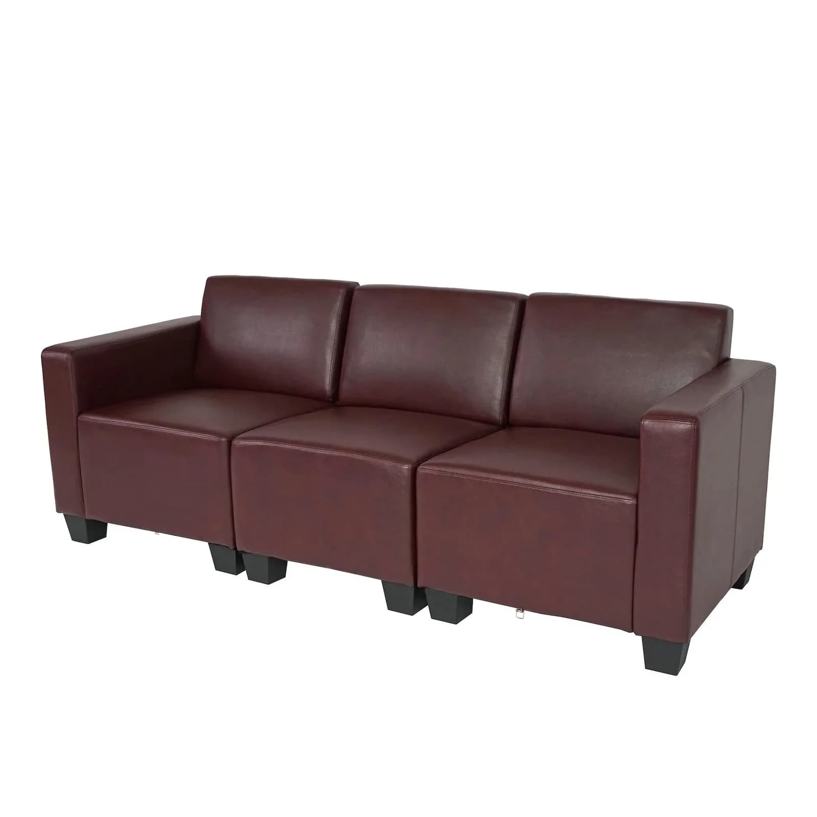 MCW Modular 3-Sitzer Sofa Moncalieri Kunstleder Rot-Braun