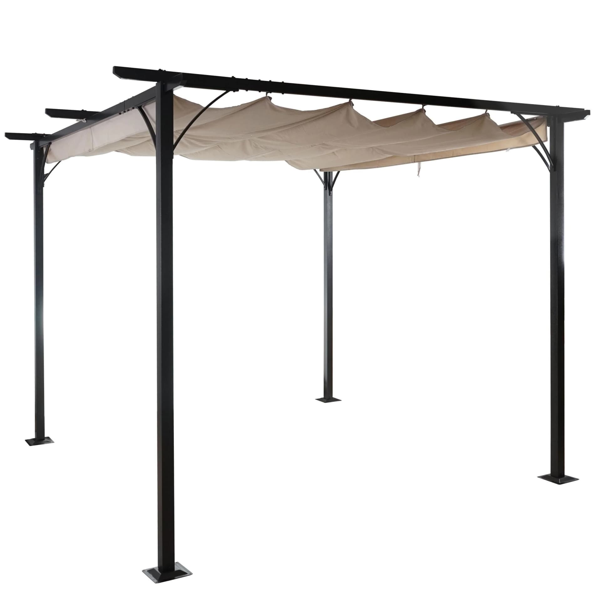 Pergola MCW-C42 Garten Pavillon 6cm Gestell Schiebedach Creme - Bild 2