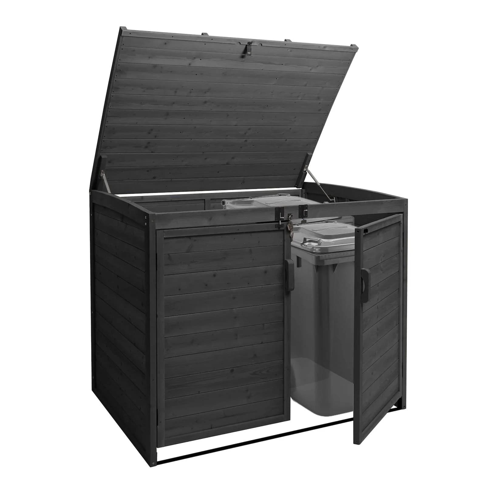 MCW Mülltonnenbox XL Anthrazit Holz 2er-/4er-Verkleidung