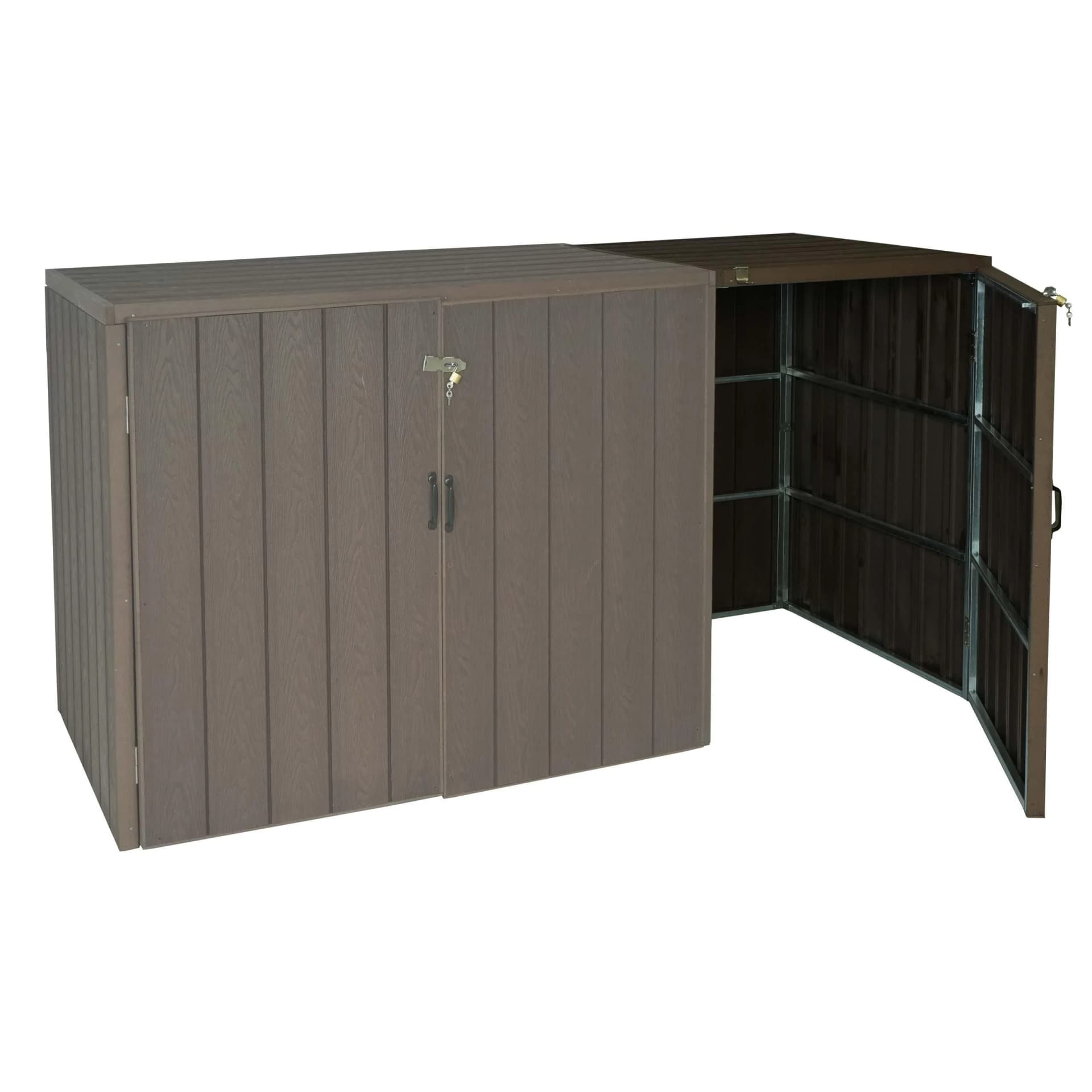 MCW WPC-Mülltonnenverkleidung Erweiterung Premium Braun Metall Holzoptik - Bild 2