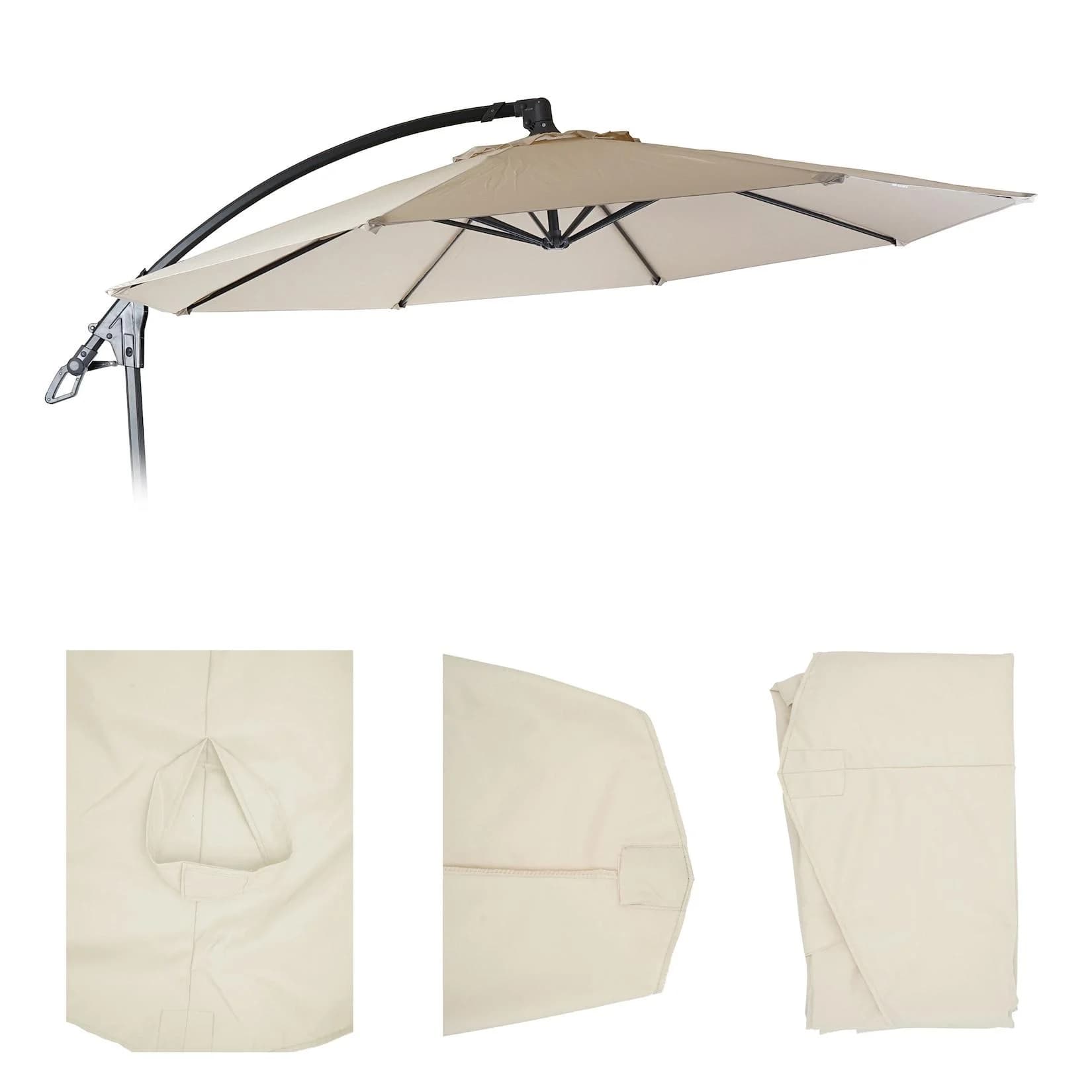 Ersatz-Bezug für Deluxe Ampelschirm MCW-D14, Sonnenschirmbezug rund Ø 3m creme ohne Flap