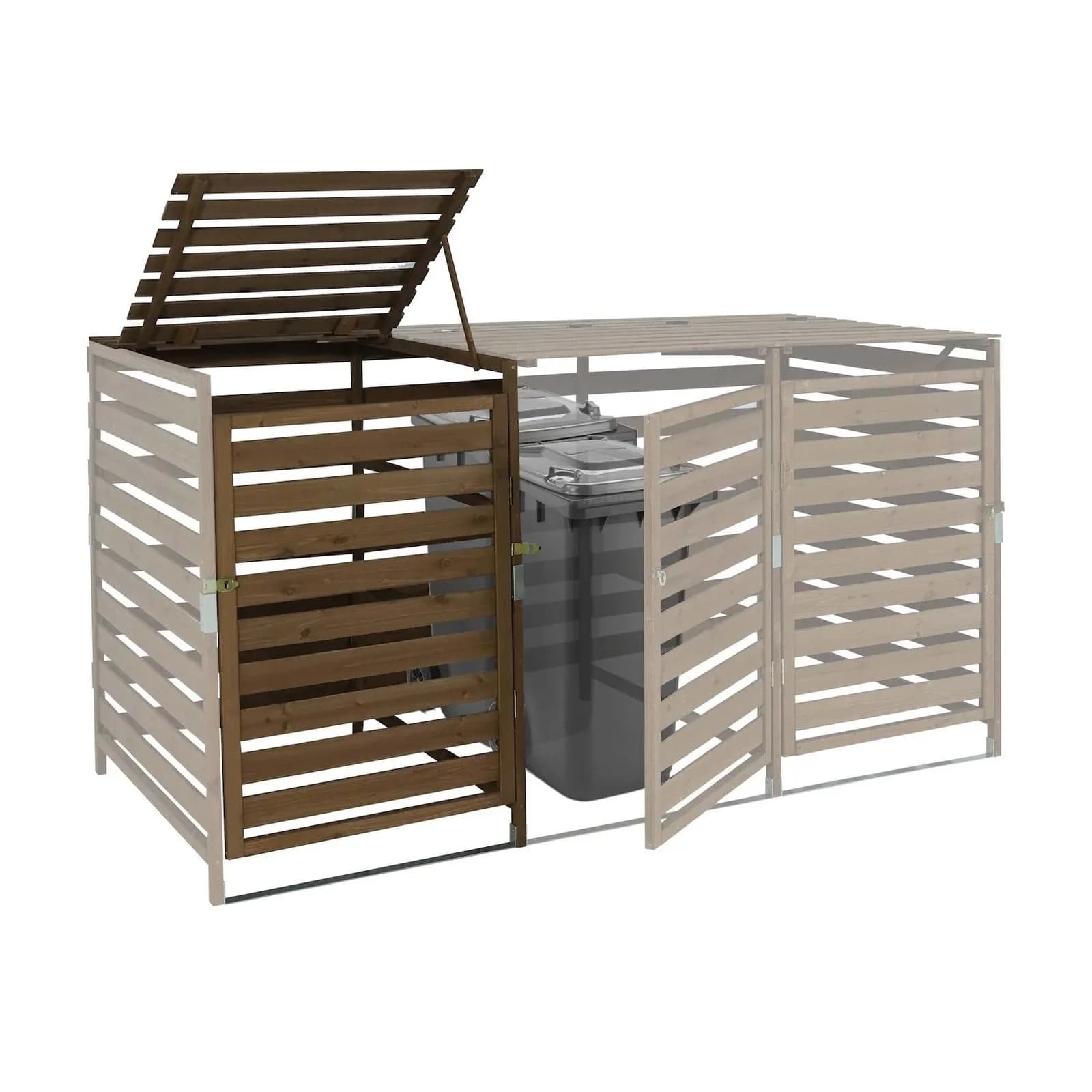 MCW Mülltonnenbox XL Massivholz Dunkelbraun