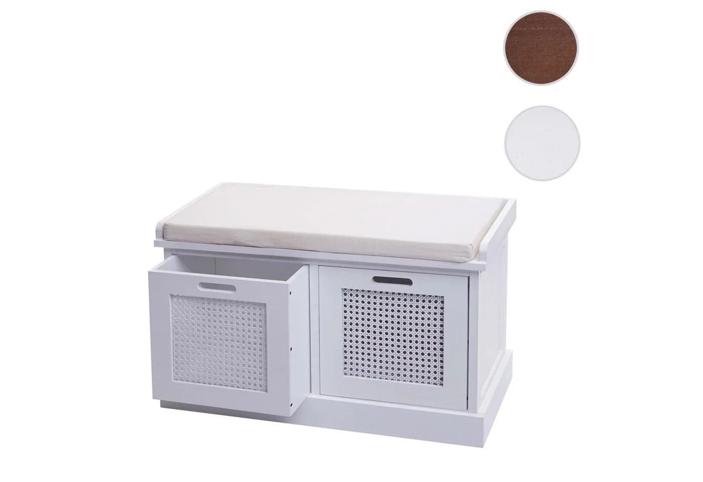 MCW Sitzbank Garderobenbank mit Staufächern und Kissen Weiß/Creme - Bild 2
