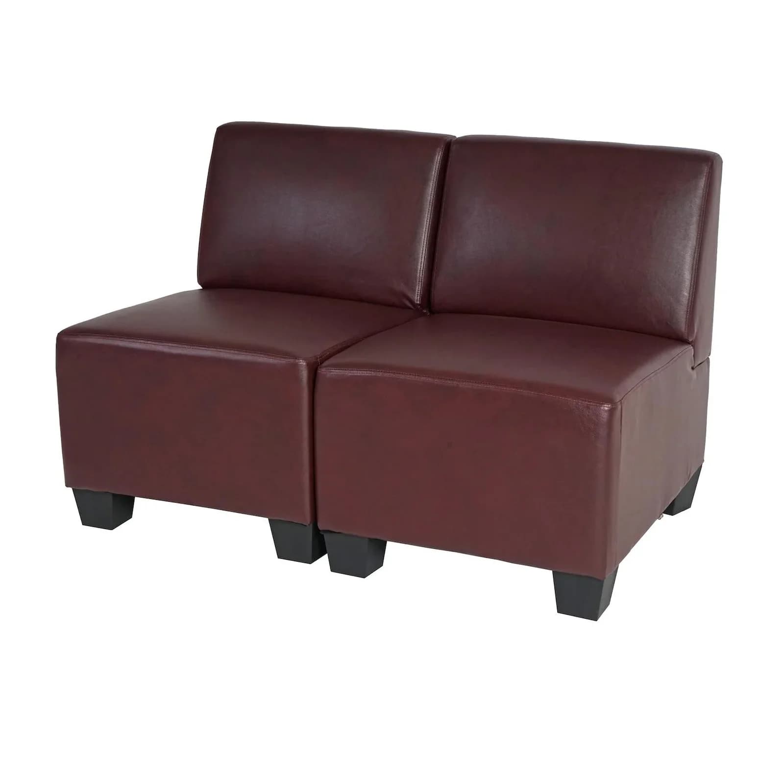 MCW Modular 2-Sitzer Sofa Moncalieri Kunstleder Rot-Braun Ohne Armlehnen