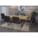 MCW 6er-Set Esszimmerstuhl Perm Freischwinger mit Armlehne Stahl Braun Bild 1