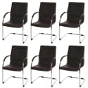 MCW 6er-Set Esszimmerstuhl Perm Freischwinger mit Armlehne Stahl Braun Bild 2