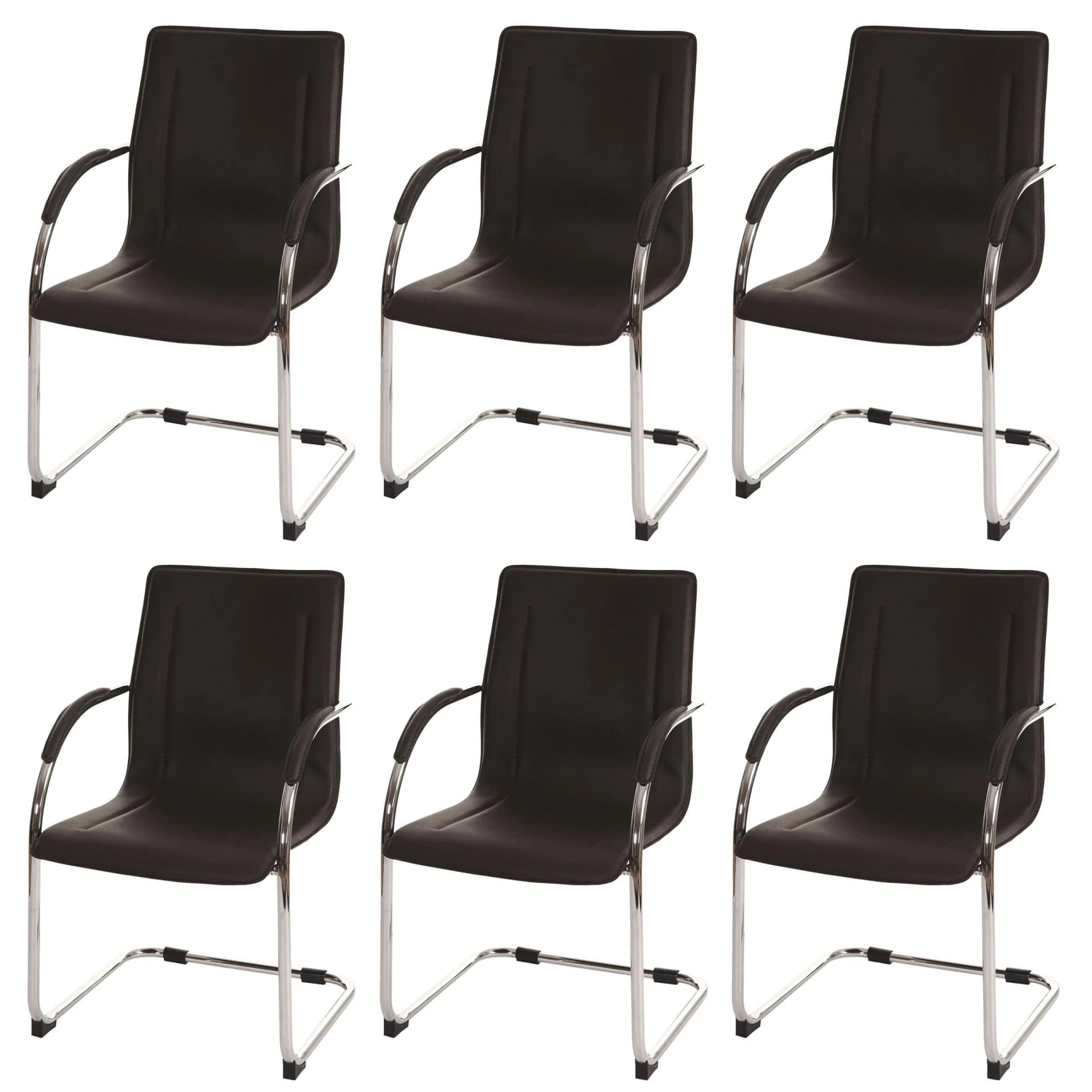 MCW 6er-Set Esszimmerstuhl Perm Freischwinger mit Armlehne Stahl Braun - Bild 2