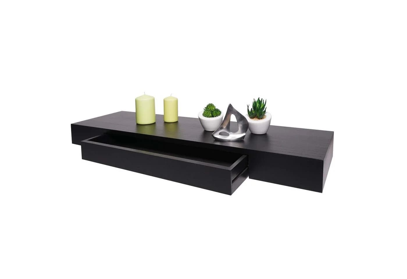MCW Wandregal H37 mit Schublade Massivholz Schwarz - Bild 3