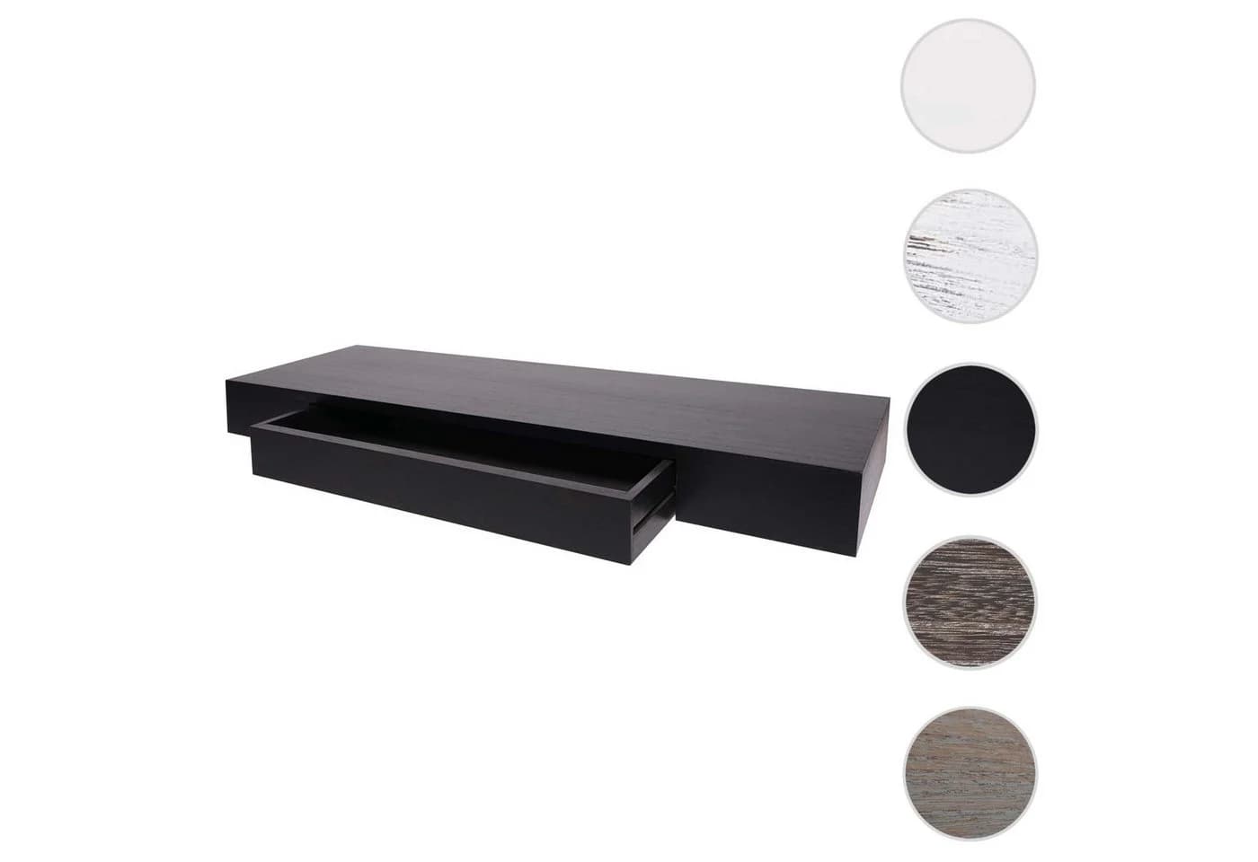 MCW Wandregal H37 mit Schublade Massivholz Schwarz - Bild 4