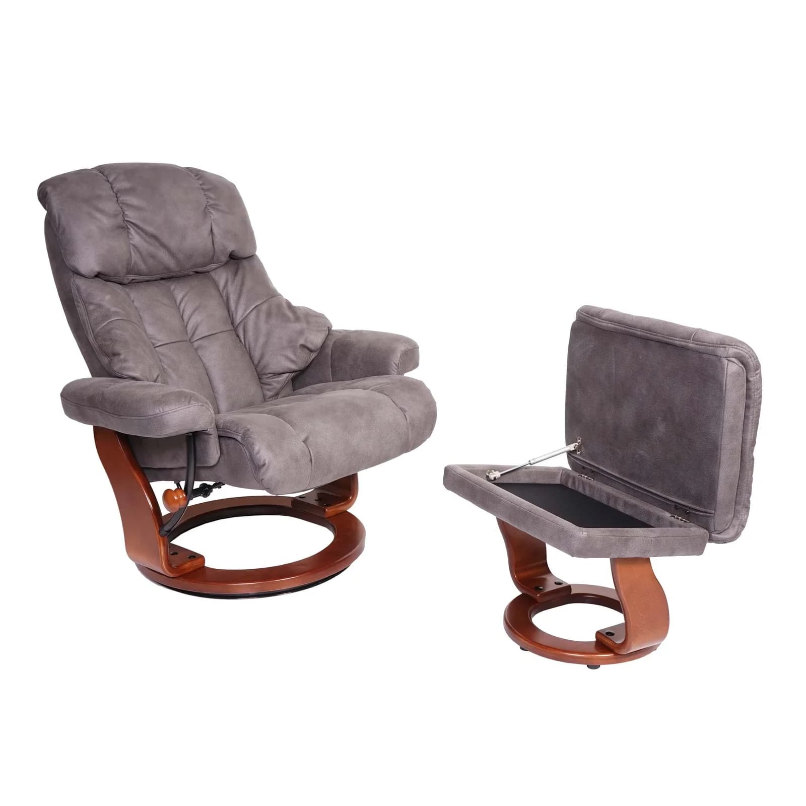 MCA Relaxsessel Edmonton TV-Sessel mit Hocker Dunkelgrau Walnuss-Optik - Bild 2