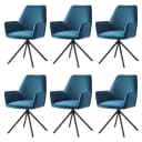 MCW 6er-Set Esszimmerstuhl MCW-G67 Samt türkis-blau mit Armlehne Bild 2