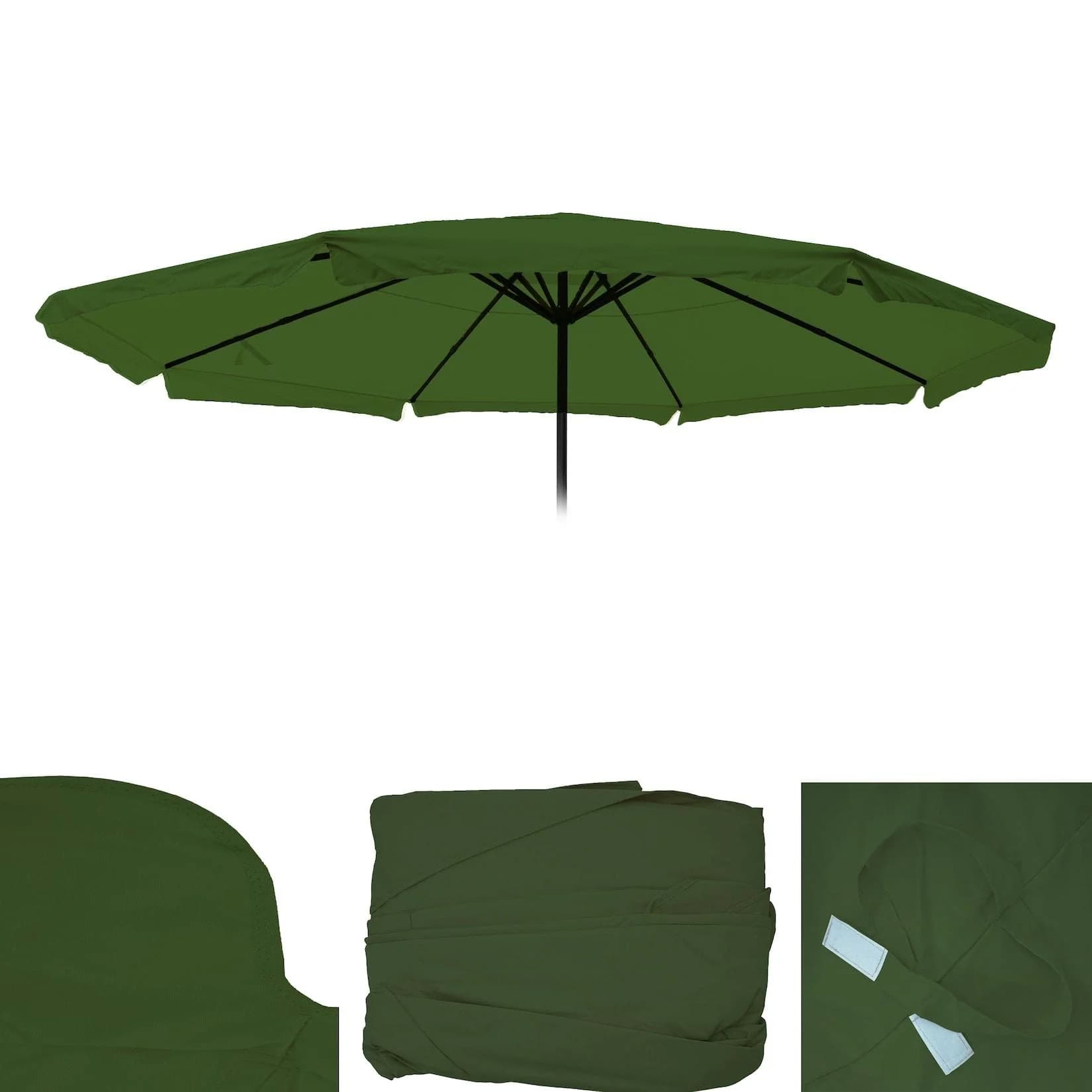 Ersatz-Bezug für Sonnenschirm Carpi Pro, Gastronomie Marktschirm mit Volant Ø 5m, Polyester Grün