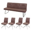 MCW Esszimmer-Set MCW-H70 mit 4 Stühlen und Sitzbank Braun Bild 2