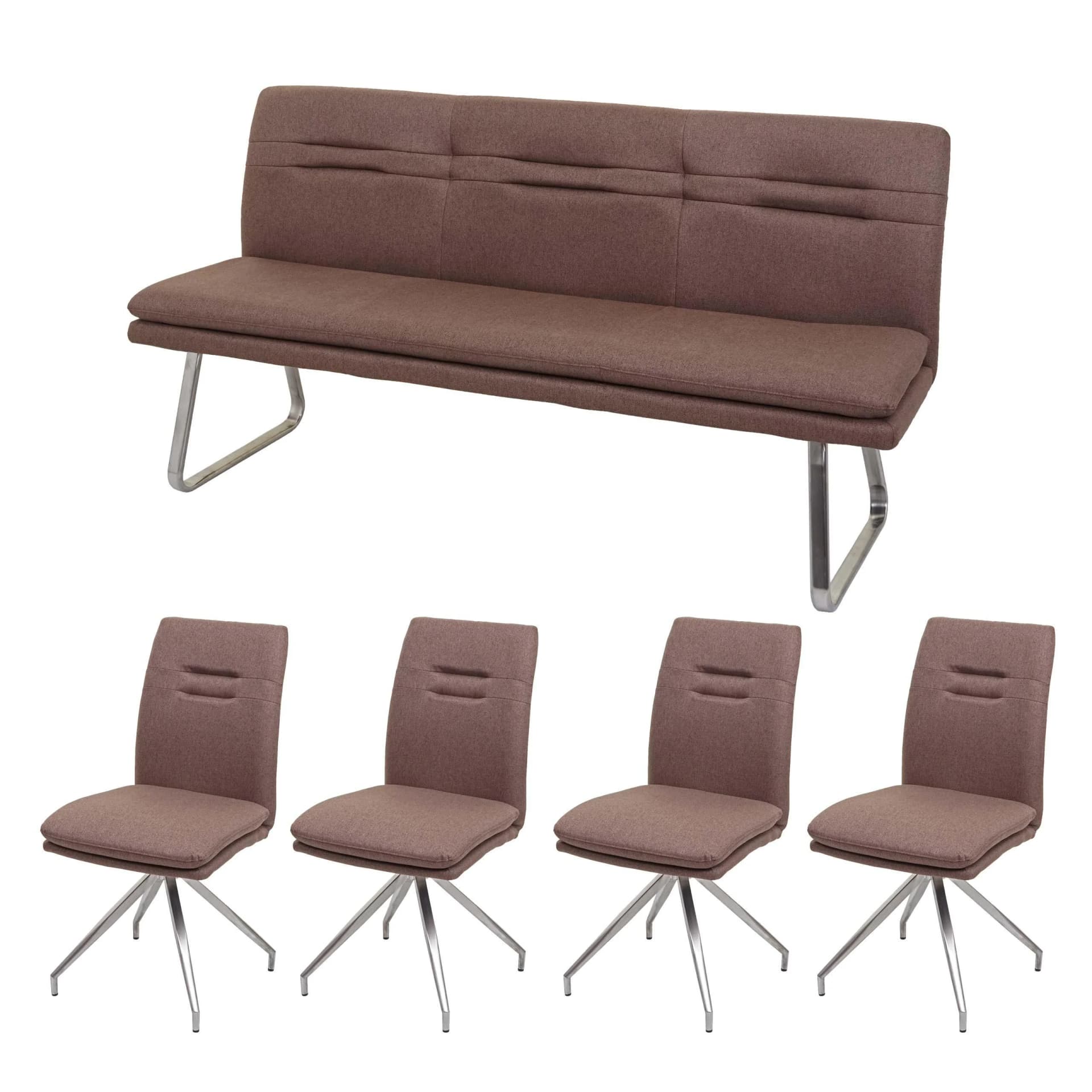 MCW Esszimmer-Set MCW-H70 mit 4 Stühlen und Sitzbank Braun - Bild 2