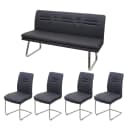 MCW Esszimmer-Set MCW-H70, 5-tlg. Dunkelgrau Stoff/Edelstahl Bild 2