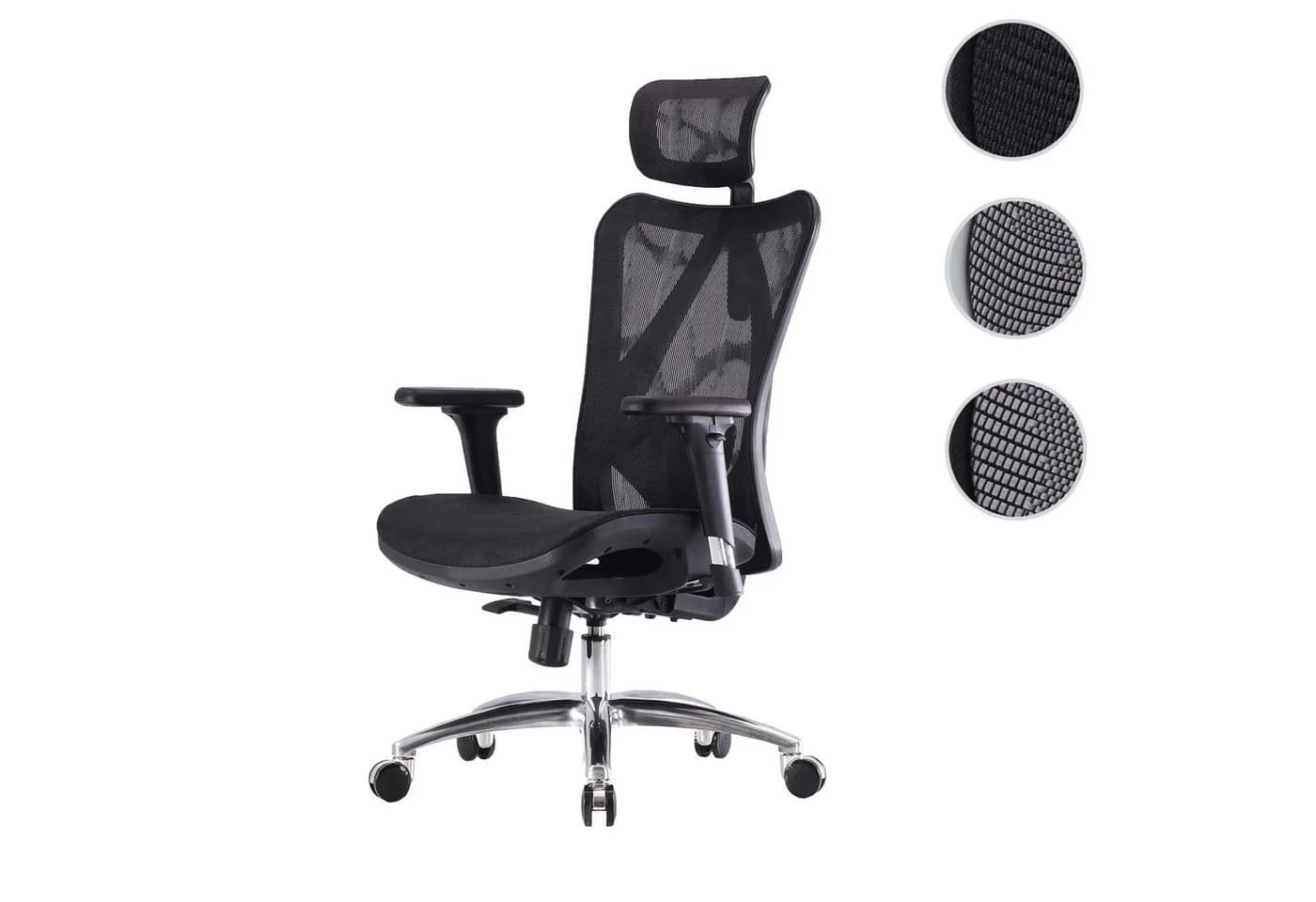 SIHOO Bürostuhl Schwarz Ergonomisch Verstellbare Armlehne 150kg - Bild 4