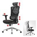 SIHOO Bürostuhl ergonomisch mit Lordosenstütze und 3D-Armlehnen Schwarz Bild 1