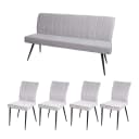 Esszimmer-Set MCW-K16 5-tlg. Hellgrau Samt Metall Bild 2