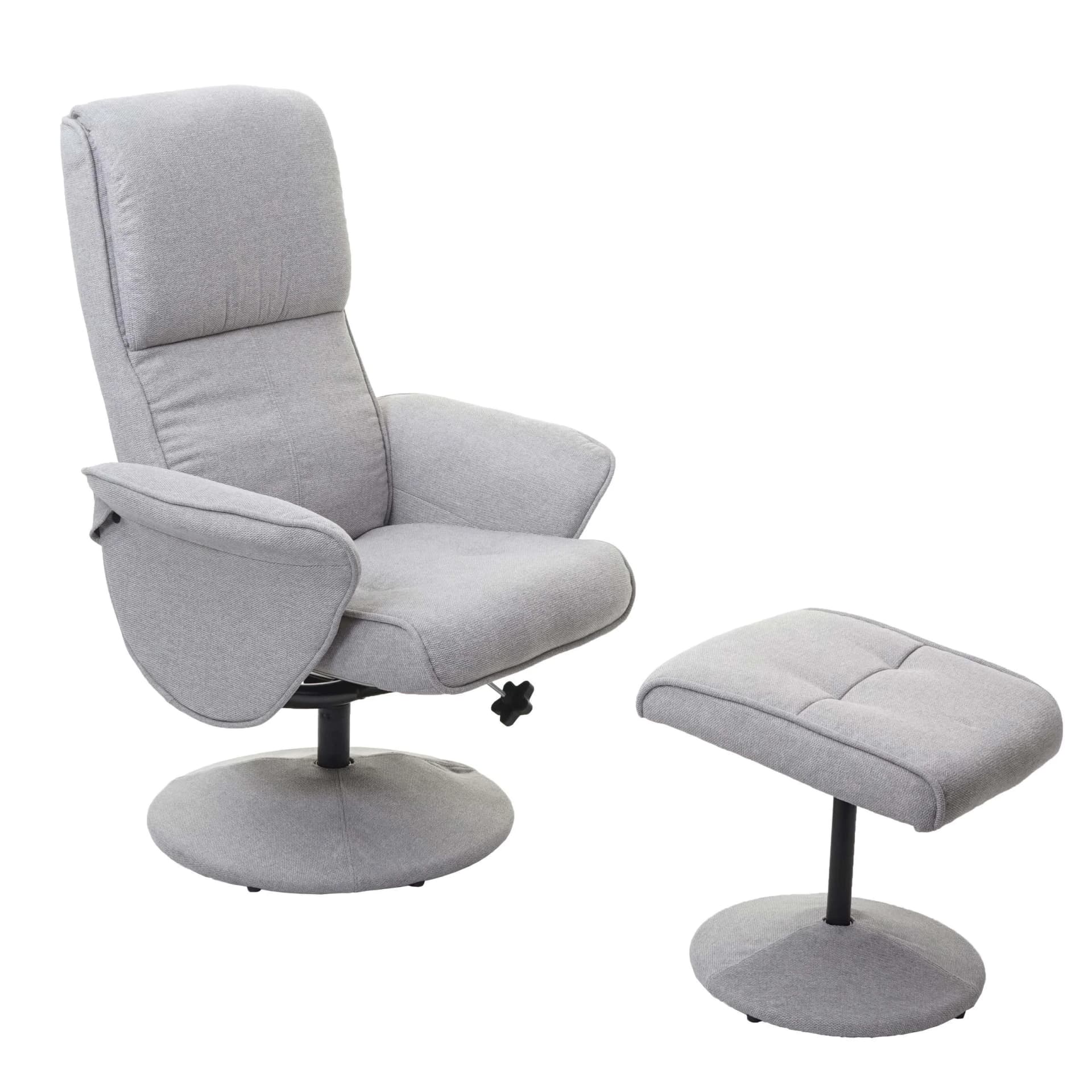 MCW Relaxsessel Stockholm Fernsehsessel mit Hocker Stoff hellgrau - Bild 2