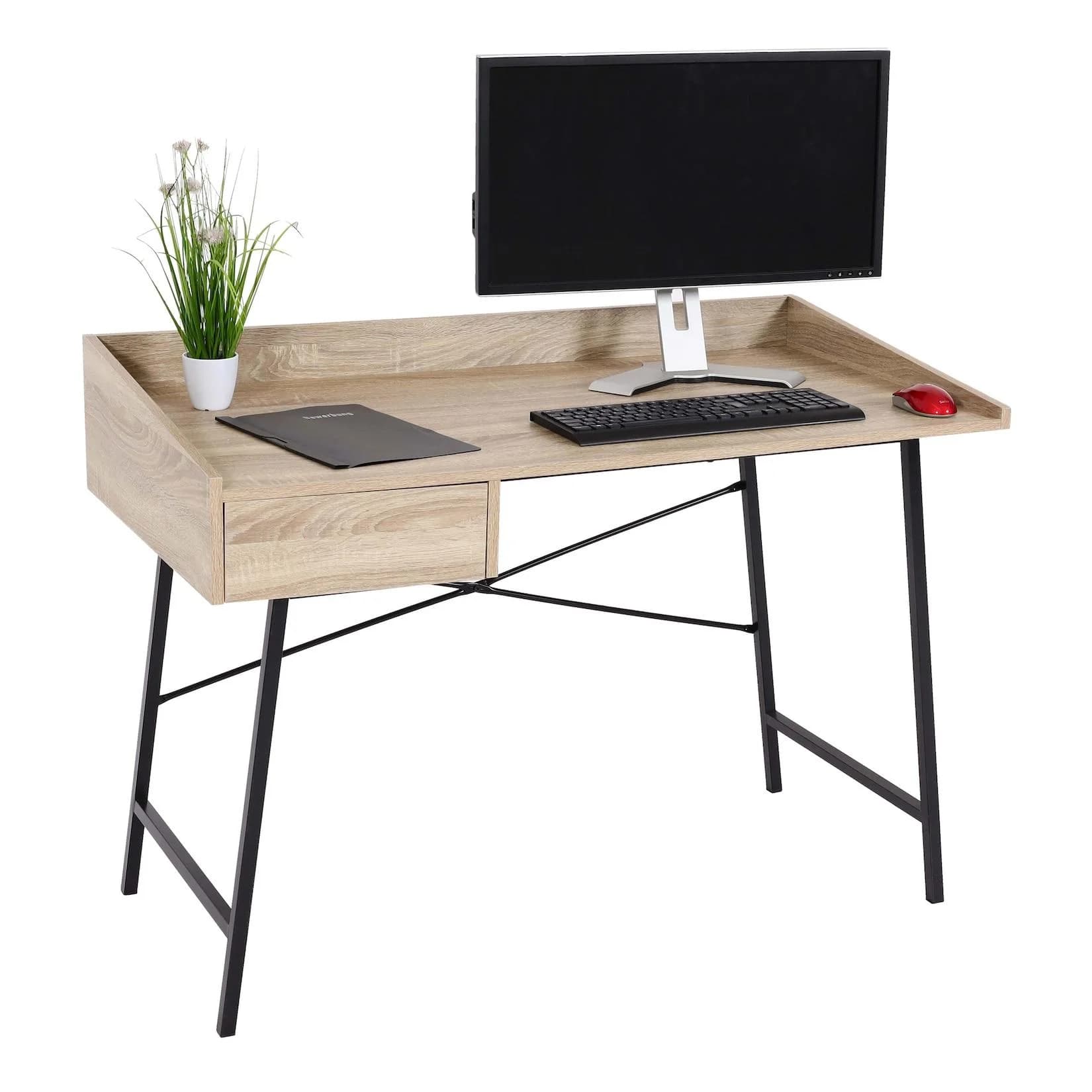 MCW Schreibtisch MCW-J97 mit Schublade Eiche-Optik 3D-Struktur