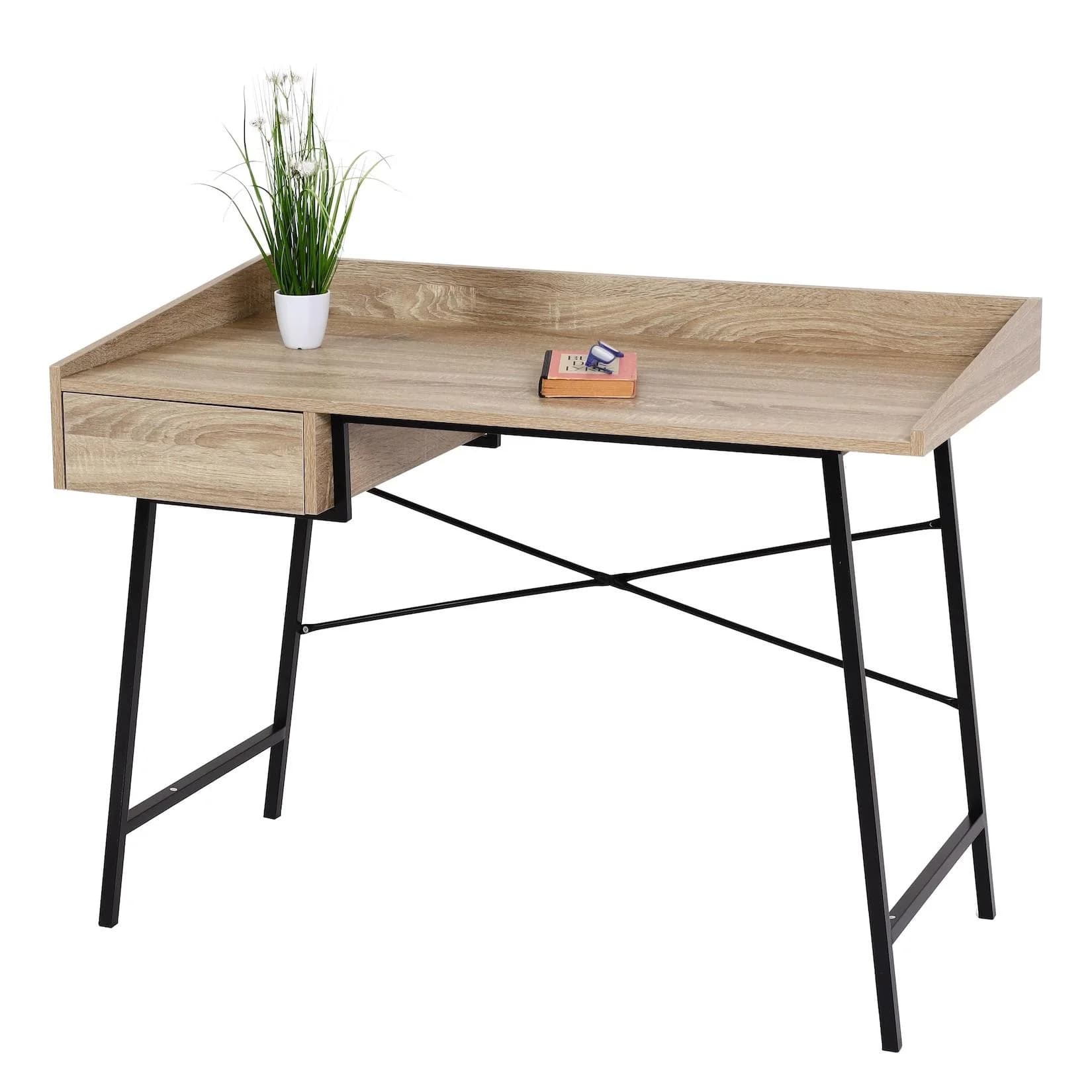 MCW Konsolentisch Eiche-Optik mit Schublade und 3D-Struktur