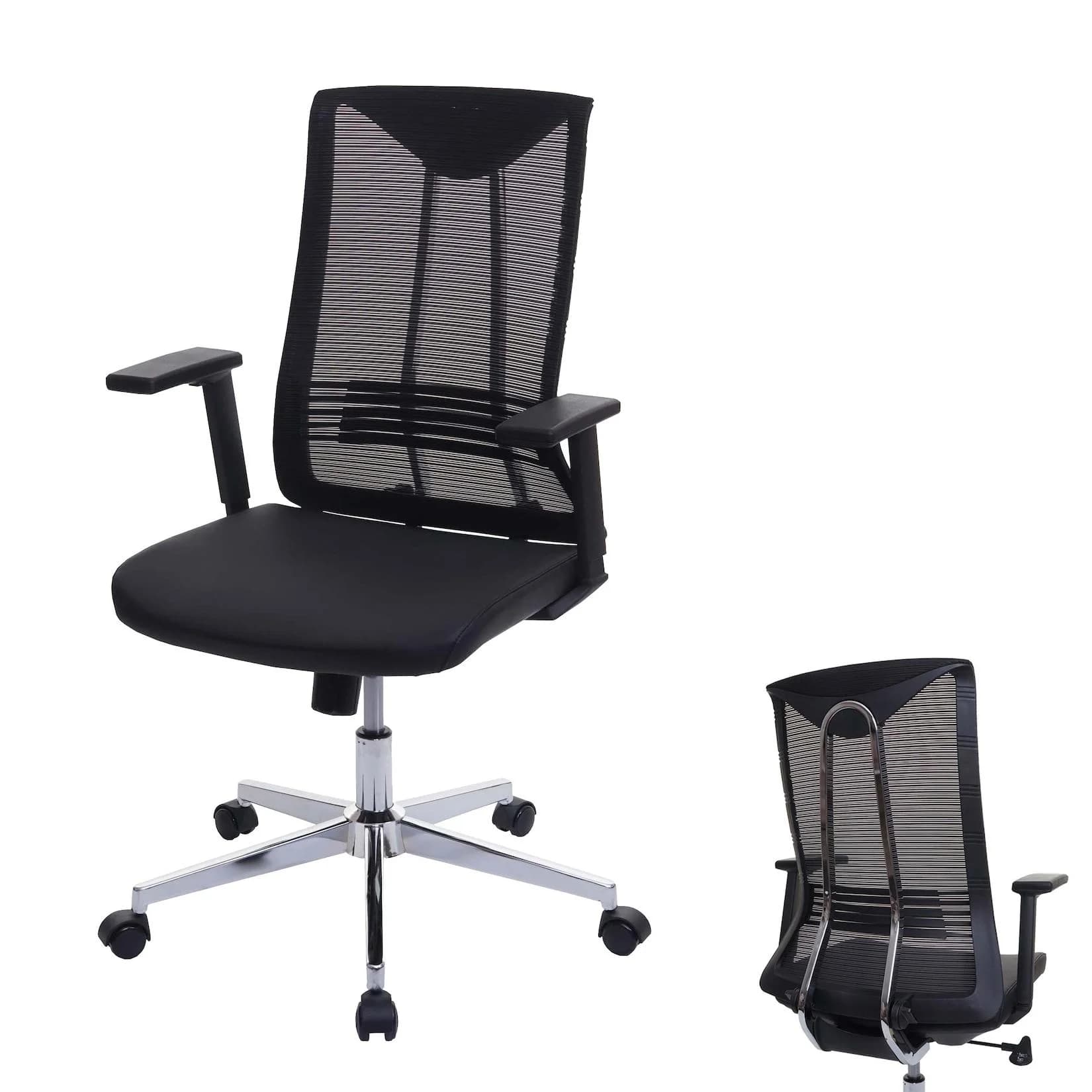 Bürostuhl MCW-J53 Drehstuhl Schreibtischstuhl Ergonomisch Kunstleder Schwarz