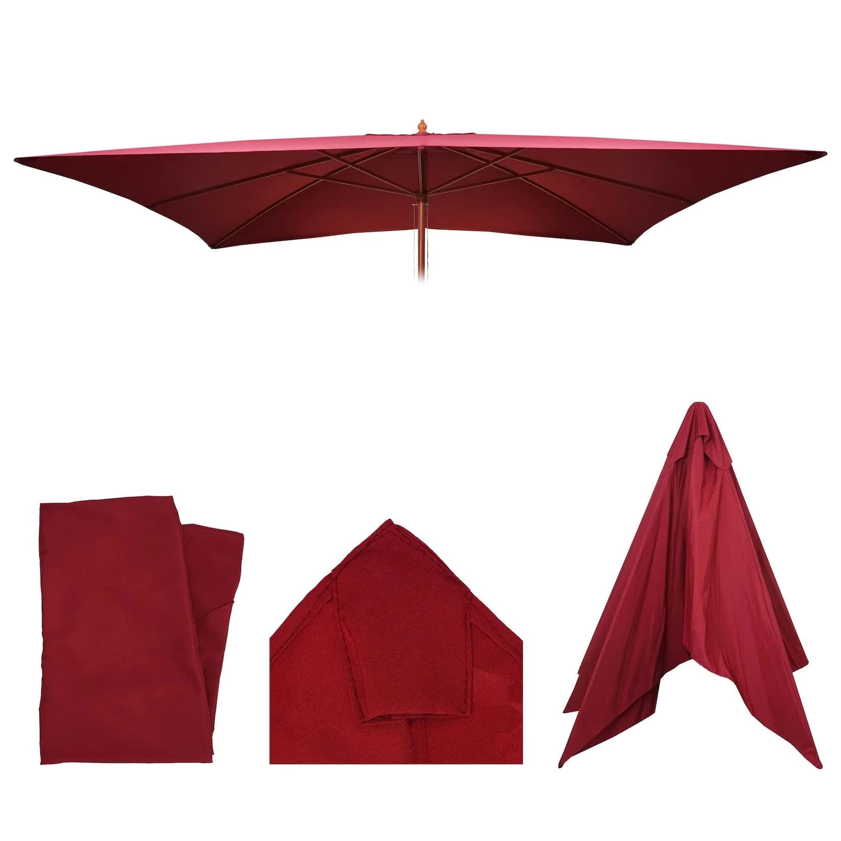 Ersatz-Bezug für Holz-Sonnenschirm Lissabon 2x3m - bordeaux