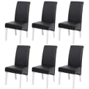 MCW 6er-Set Esszimmerstuhl Cesena Leder Schwarz Weiße Füße Bild 2