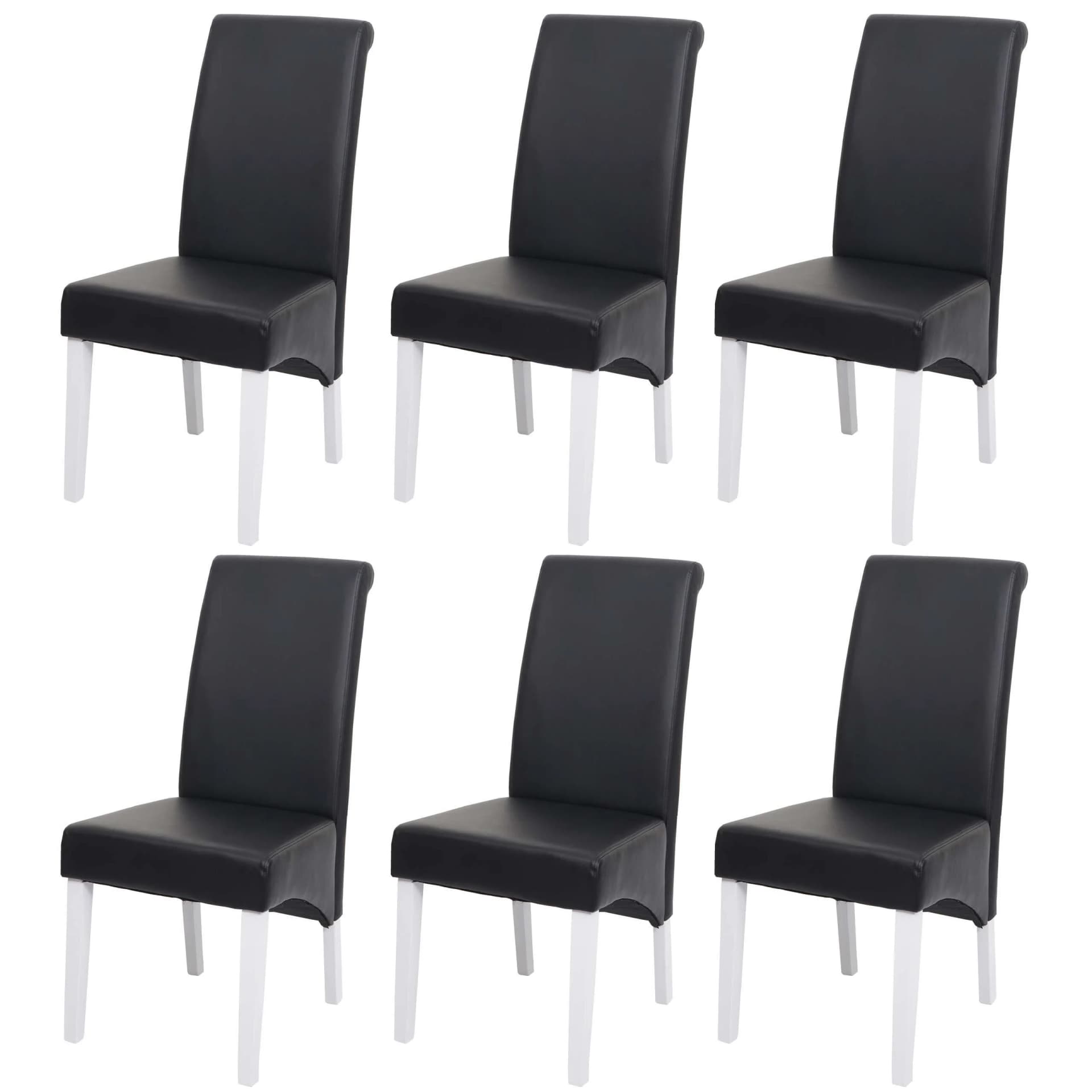 MCW 6er-Set Esszimmerstuhl Cesena Leder Schwarz Weiße Füße - Bild 2