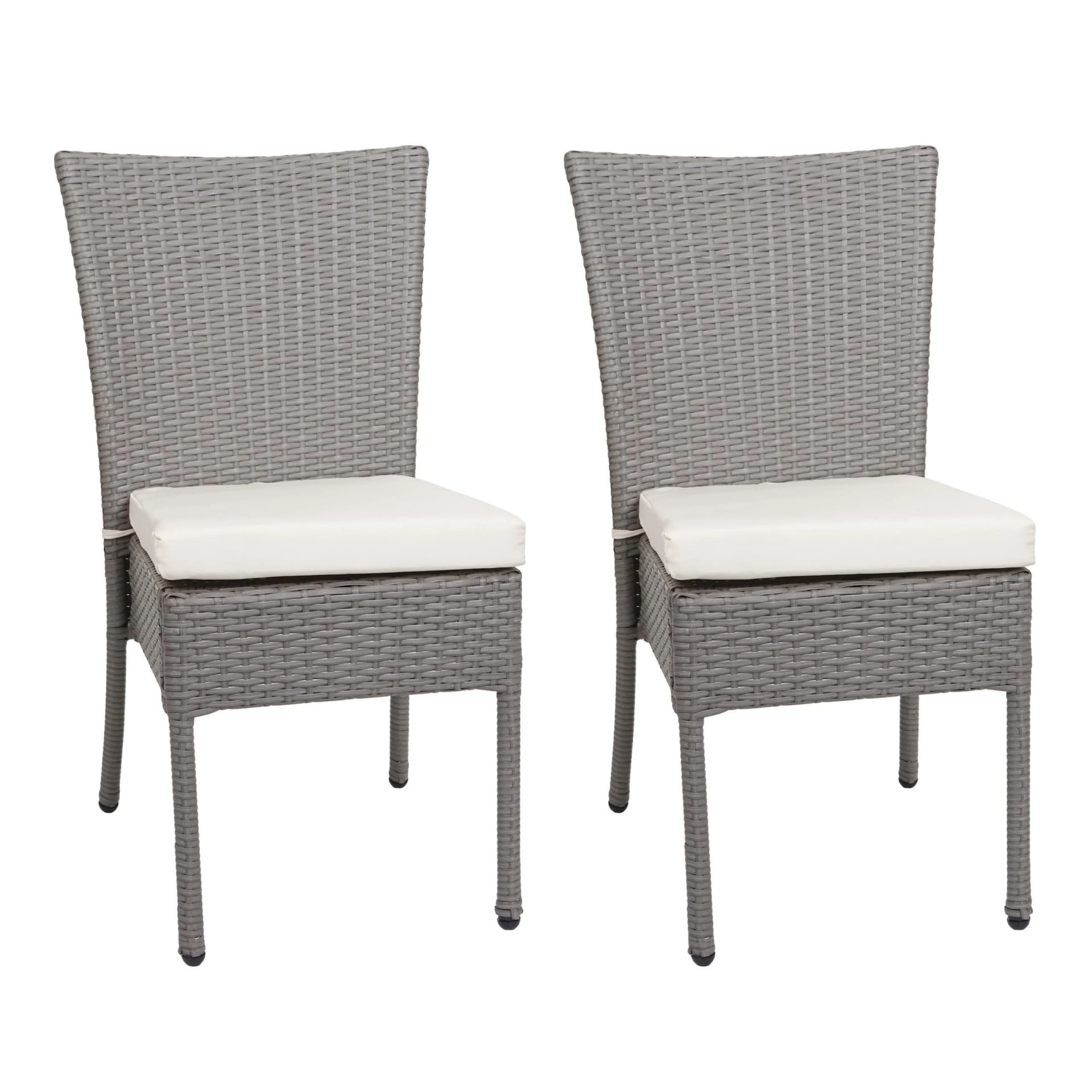 MCW 2er-Set Poly-Rattan Stuhl Grau mit Kissen - Bild 2