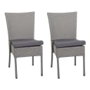 MCW 2er-Set Poly-Rattan Stuhl Grau Stapelbar mit Kissen Bild 2