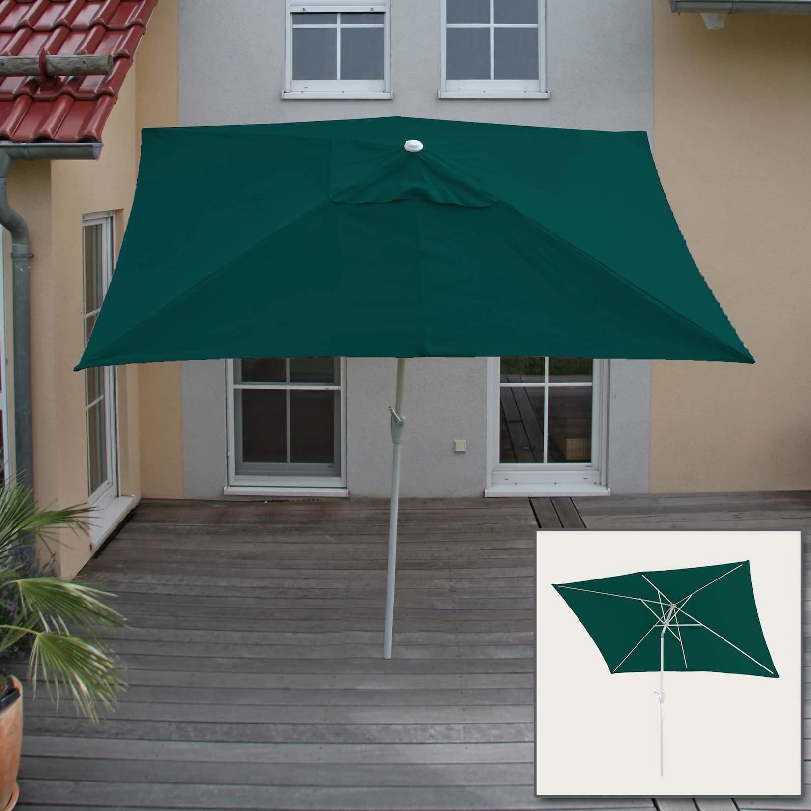 MCW Sonnenschirm Castellammare 2x3m Rechteckig Grün UV-Schutz 50+