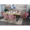 6er-Set Esszimmerstuhl MCW-F18 Retro Design Samt altrosa goldene Beine Bild 1