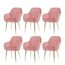 6er-Set Esszimmerstuhl MCW-F18 Retro Design Samt altrosa goldene Beine Bild 2