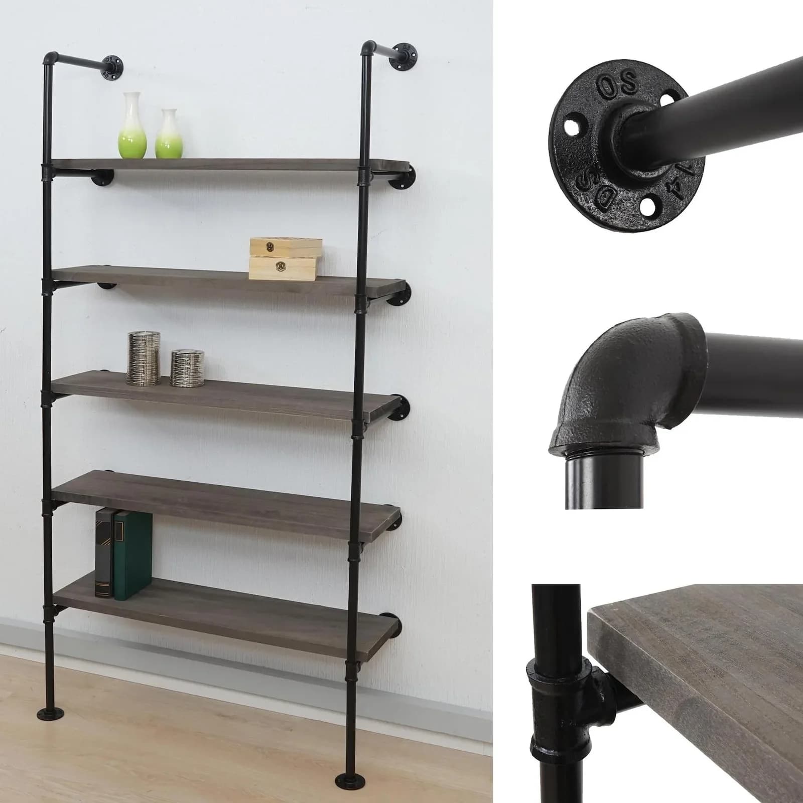MCW Standregal MCW-C45 Wohnregal Bücherregal Industriedesign Grau-Braun