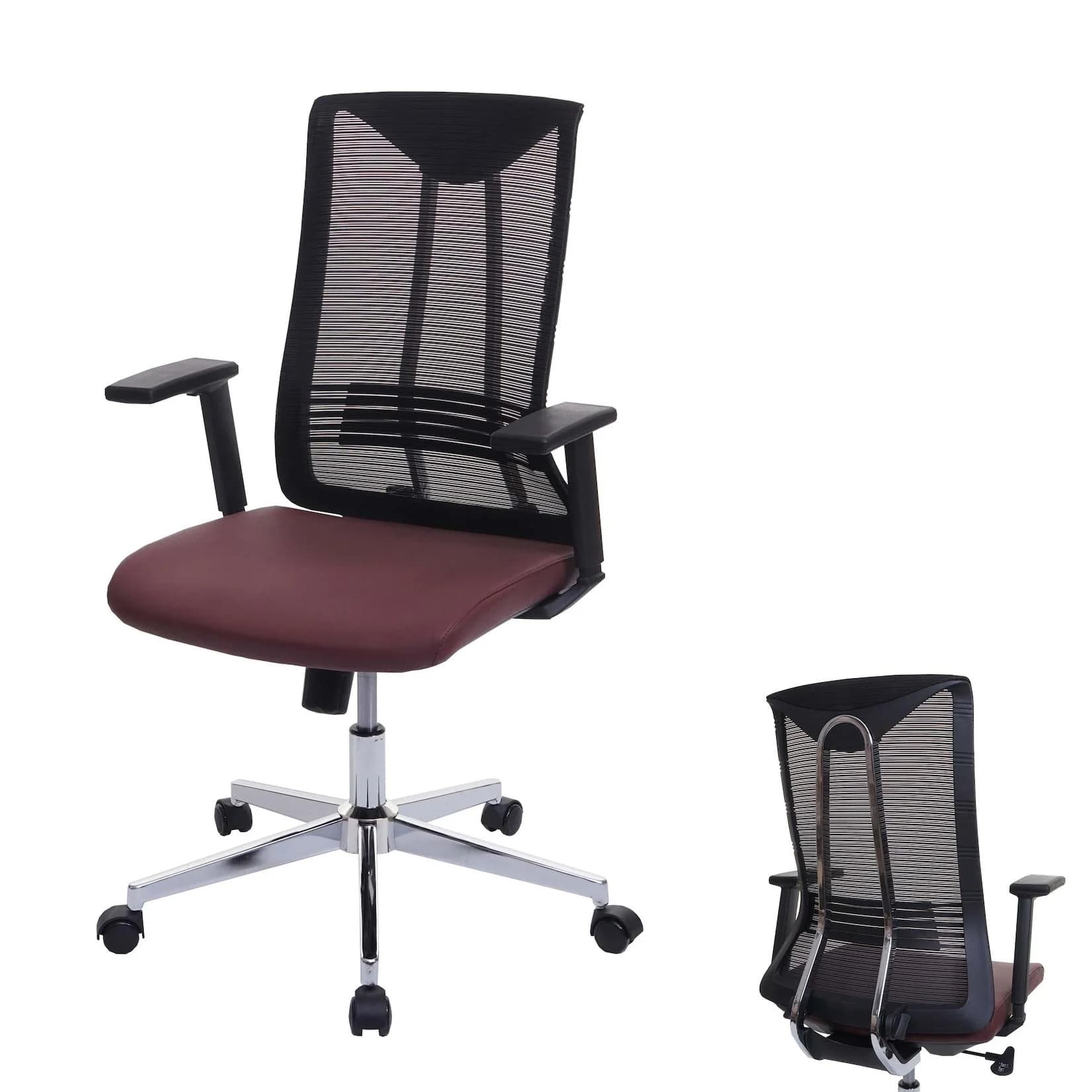 Bürostuhl MCW-J53 Ergonomisch Kunstleder Bordeaux-Rot