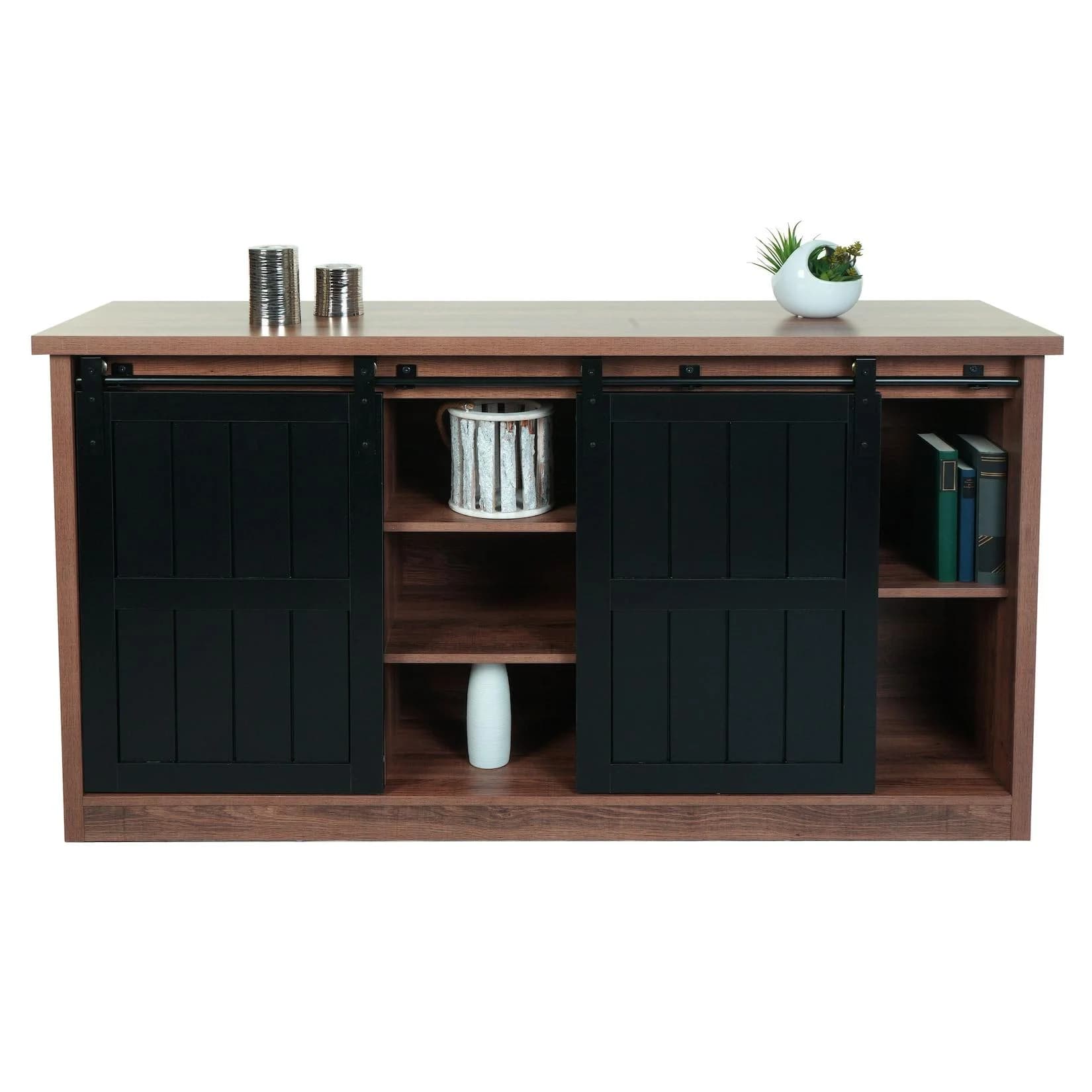MCW Sideboard MCW-K75 Industrial Schiebetür 7 Fächer Braun