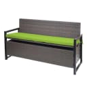 MCW Poly-Rattan 3er Sitzbank Grau mit Staufach und grünen Kissen Bild 1