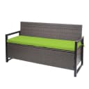 MCW Poly-Rattan 3er Sitzbank Grau mit Staufach und grünen Kissen Bild 2