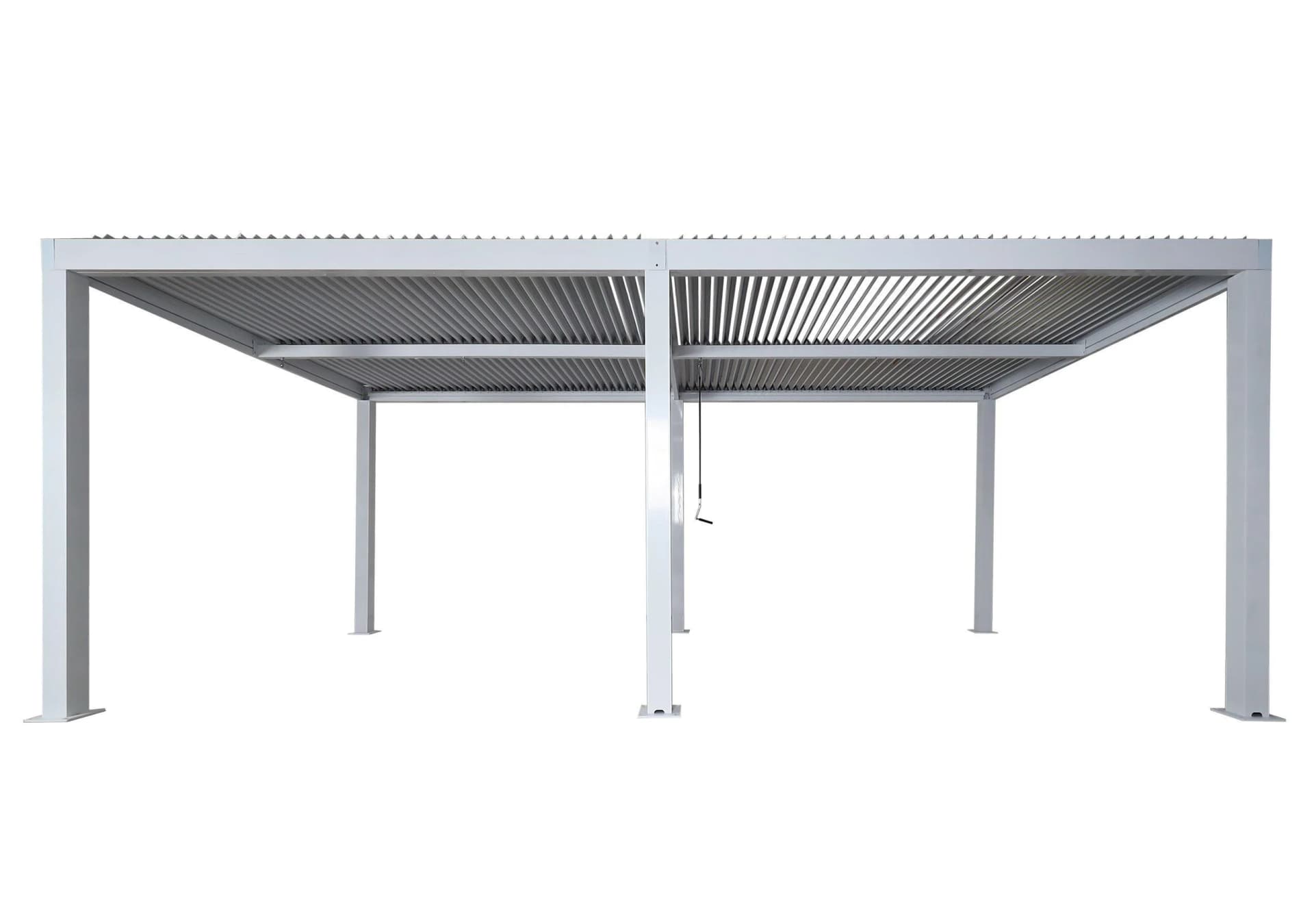 Pergola MCW-L46 Gartenpavillon Lamellen-Pavillon 11cm Aluminium-Gestell Regenrinne Sturmfest 3x6m Weiß - Bild 2