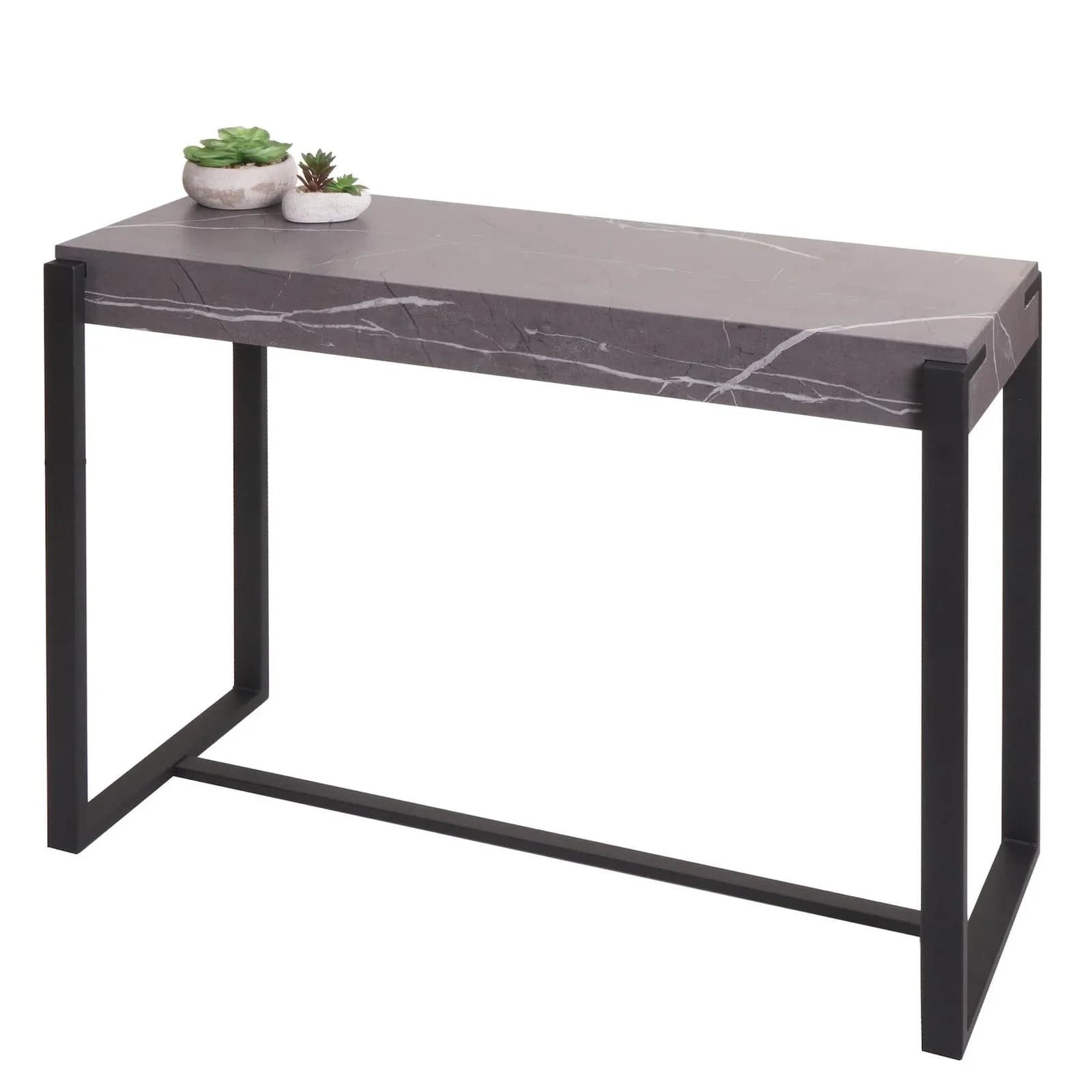 MCW Konsolentisch Marmor-Optik Grau Metall