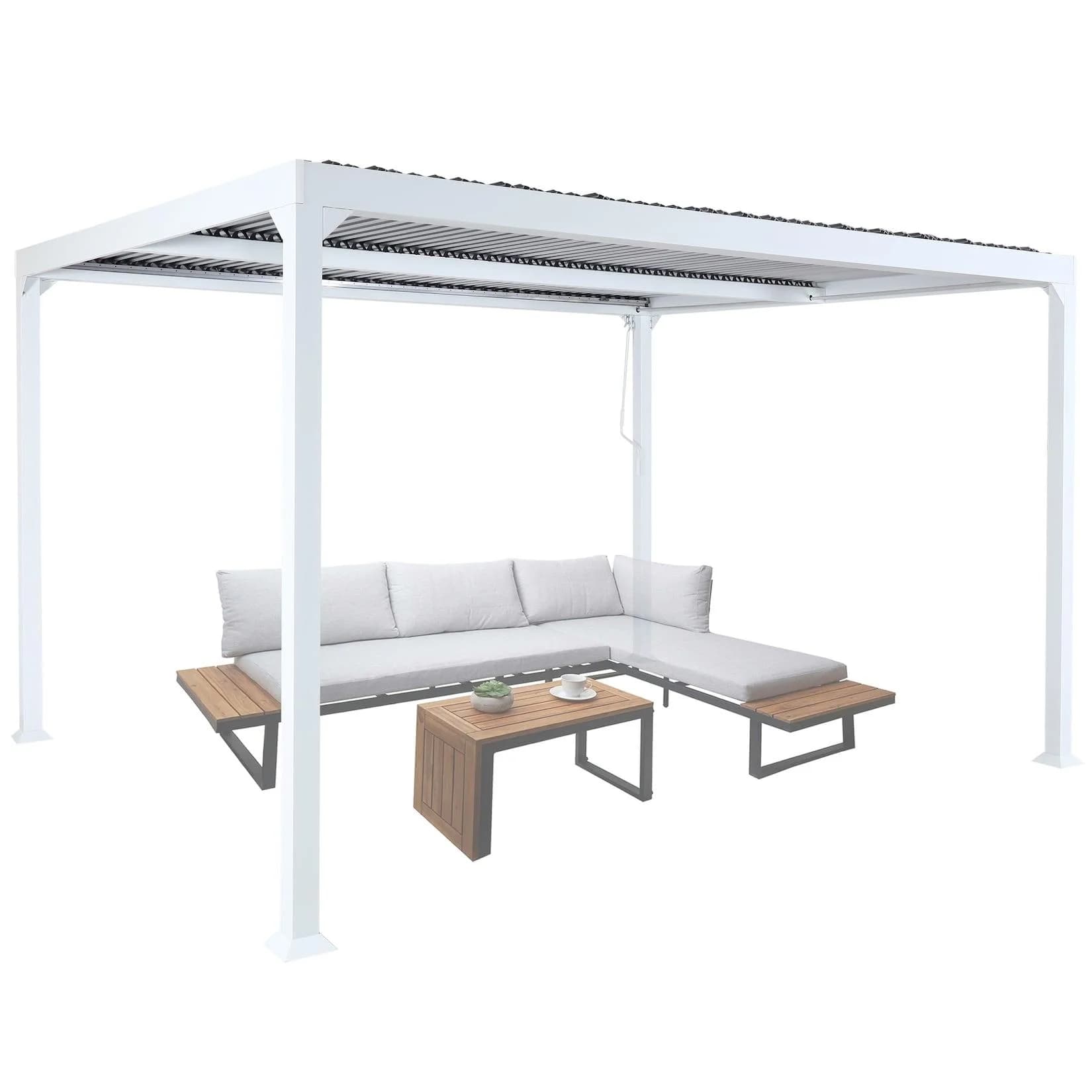 MCW Alu Pergola MCW-L41 Weiß Drehbares Lamellendach