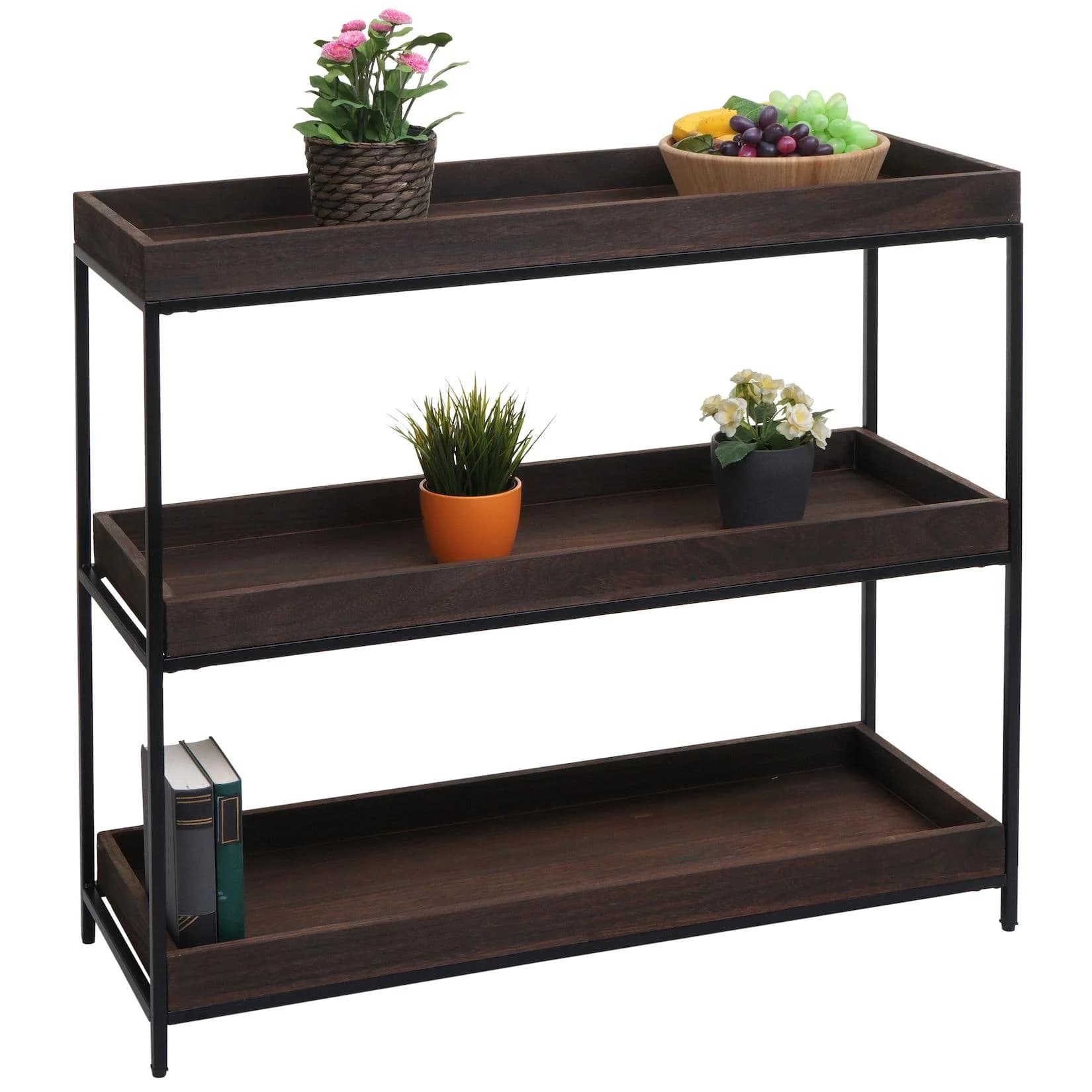 MCW Regal MCW-K71 Standregal Dunkelbraun Holz Metall 3 Ablagen - Bild 1